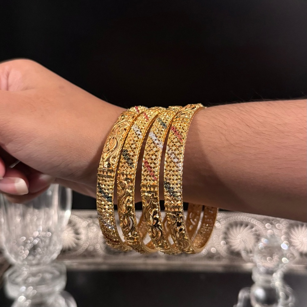 Indian Pakistani Gold Bangle Set - Picture 7 of 8